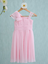 Pink Short Sheath Straps Flower Girl Dresses Chiffon Junior Bridesmaid Dress-27dress